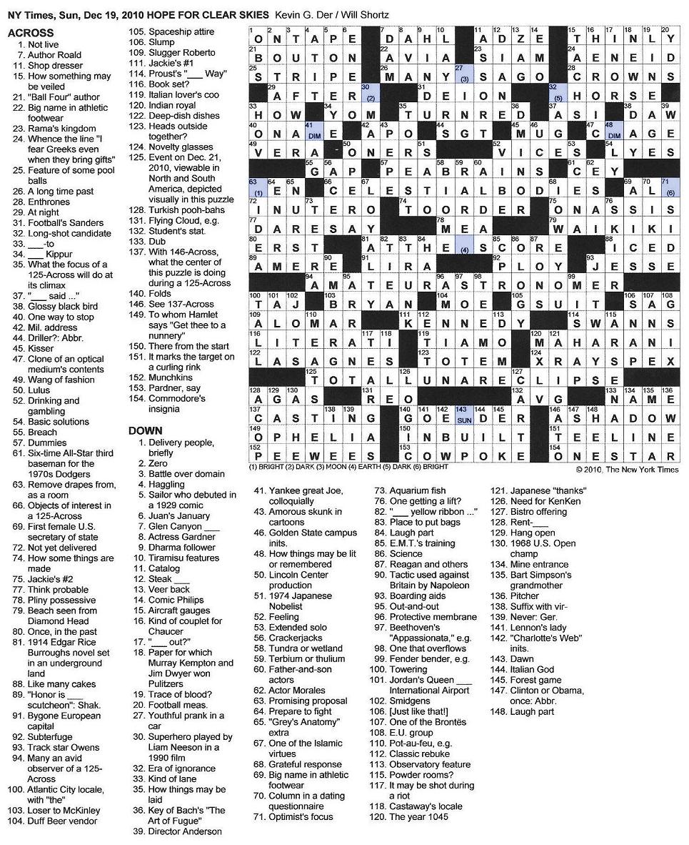 New york times crossword in gothic